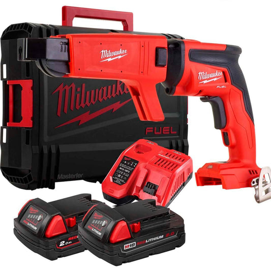 Atornillador para Pladur 18V con 2 baterías 2Ah + Cargador Rápido de tornillos Milwaukee M18 FSGC-202X MILWAUKEE - 1