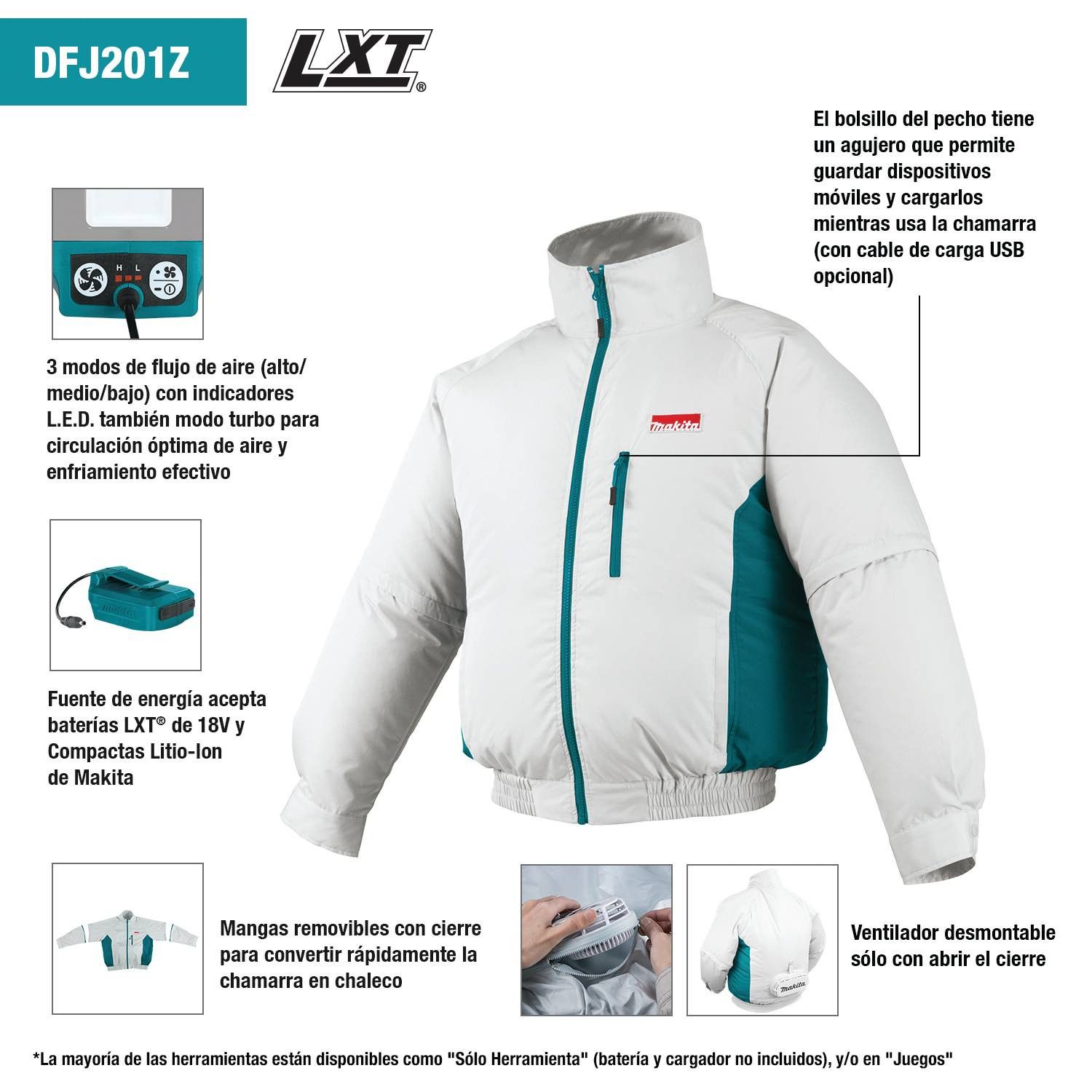 Blouson réfrigéré 14.4/18V Makita DFJ201ZXL MAKITA - 4