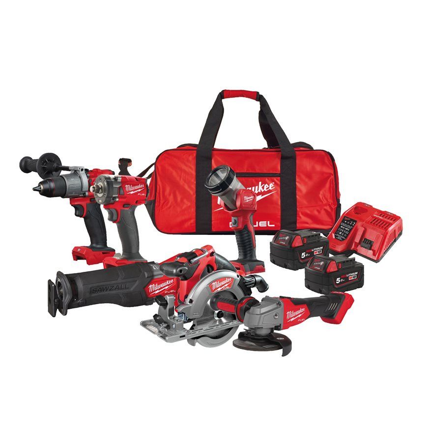 Powerpack 6 Herramientas + 2bt 5.0Ah + Cargador + Bolsa Milwaukee M18 FPP6L2-502B  - 1