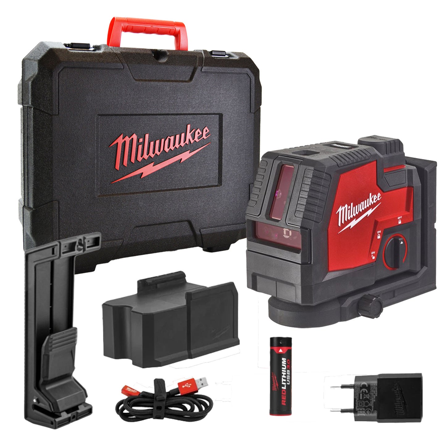 Laser Vert 2 Lignes Avec Aplomb REDLITHIUM USB Milwaukee L4CLLP-301C MILWAUKEE - 1