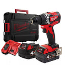 Taladro percutor compacto M18 + 2 bat 5Ah + cargador + maletín Milwaukee M18 CBLPD-402C  - 1