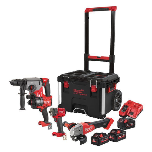 Powerpack 4 herramientas + 2bat 5Ah + Bat 5.5Ah + Cargador + Carro Milwaukee M18FPP4C-555T MILWAUKEE - 1