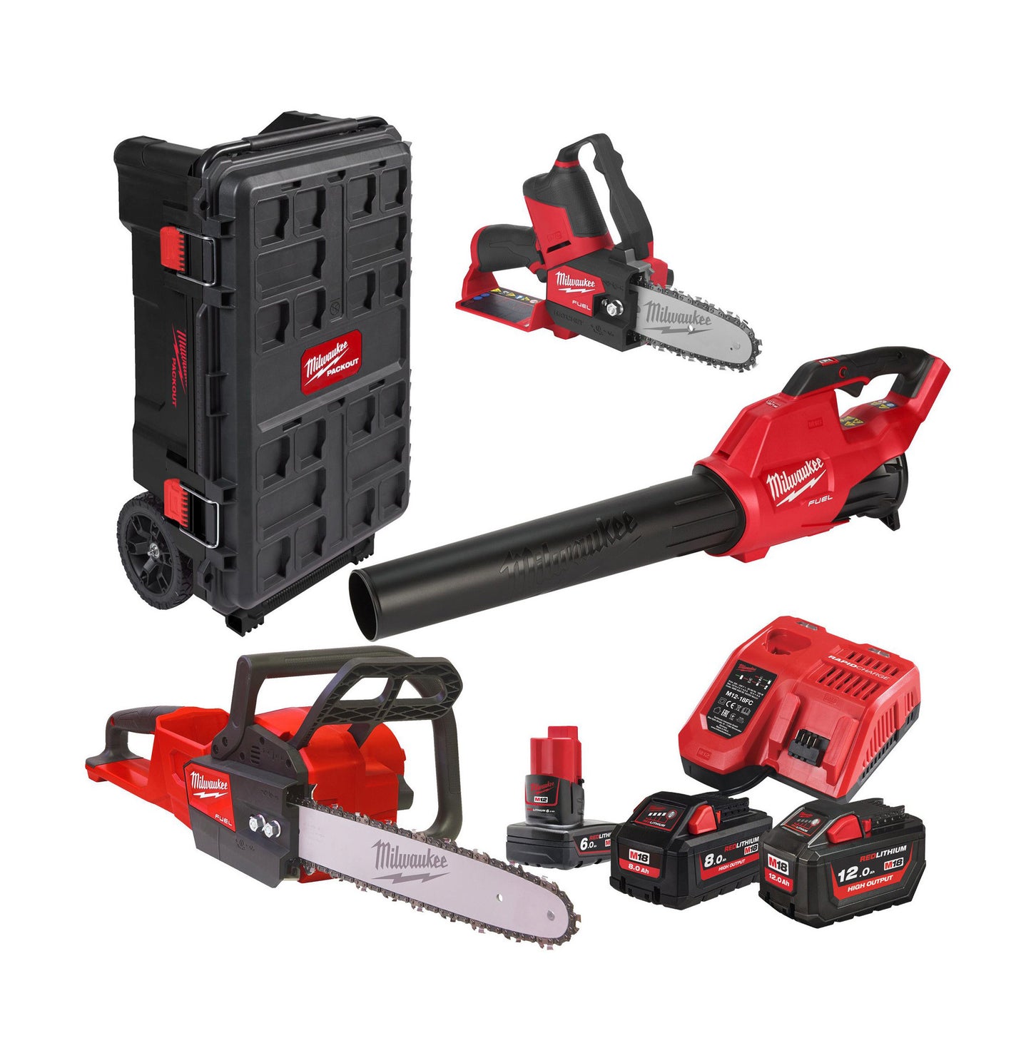 Tronçonneuse Powerpack OPE5 + Souffleur + Tronçonneuse + 3Bat + Chargeur + Coffre Milwaukee M18FPP3OPL5-823P MILWAUKEE - 1