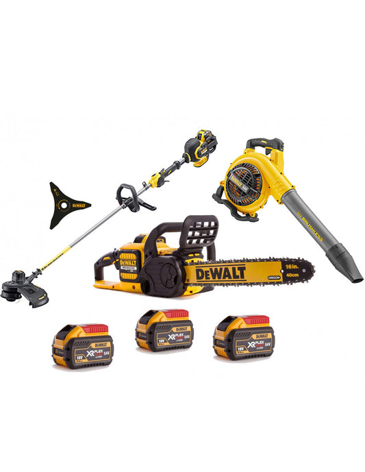 Combo jardin : Débroussailleuse DCM571 + Tronçonneuse DCM575 + Souffleur DCM572X1 + 3 batteries 9Ah Dewalt DEWALT - 1