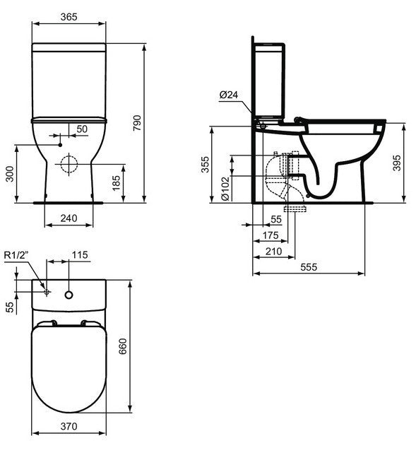 WC Suspendu Complet Réservoir Bas Eurovit Ideal Standard T443601 IDEAL STANDARD - 5