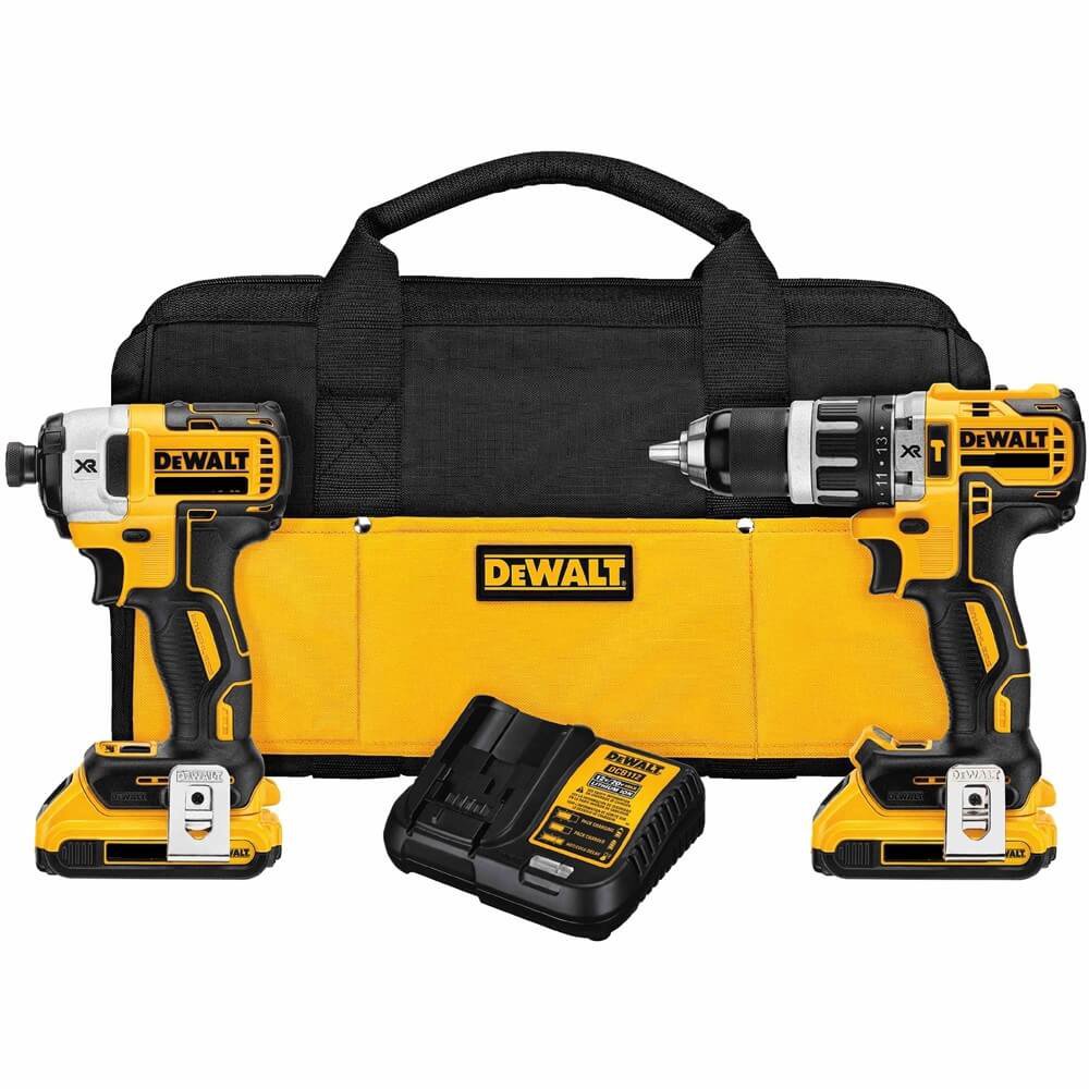 Set Dewalt DCK287D2 18V XR - Perceuse à percussion + Marteau perforateur + Sac + 2 Batteries LI-ION 2,0Ah