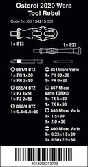 Huevo de Pascua Wera Osterei 2020 Tool Rebel - Juego de herramientas 15 piezas