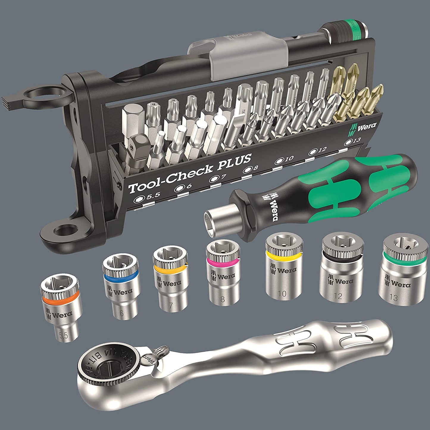 Jeu de clés à cliquet avec douilles et embouts 39 pièces Tool-Check PLUS Wera 3