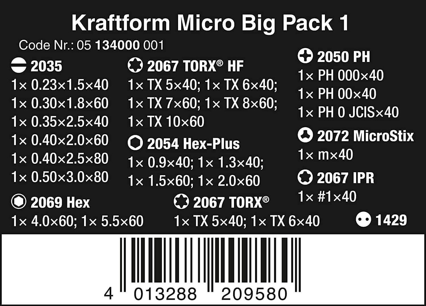 Juego de destornilladores para usos electrónicos  25 piezas Wera Kraftform Micro Big Pack 3