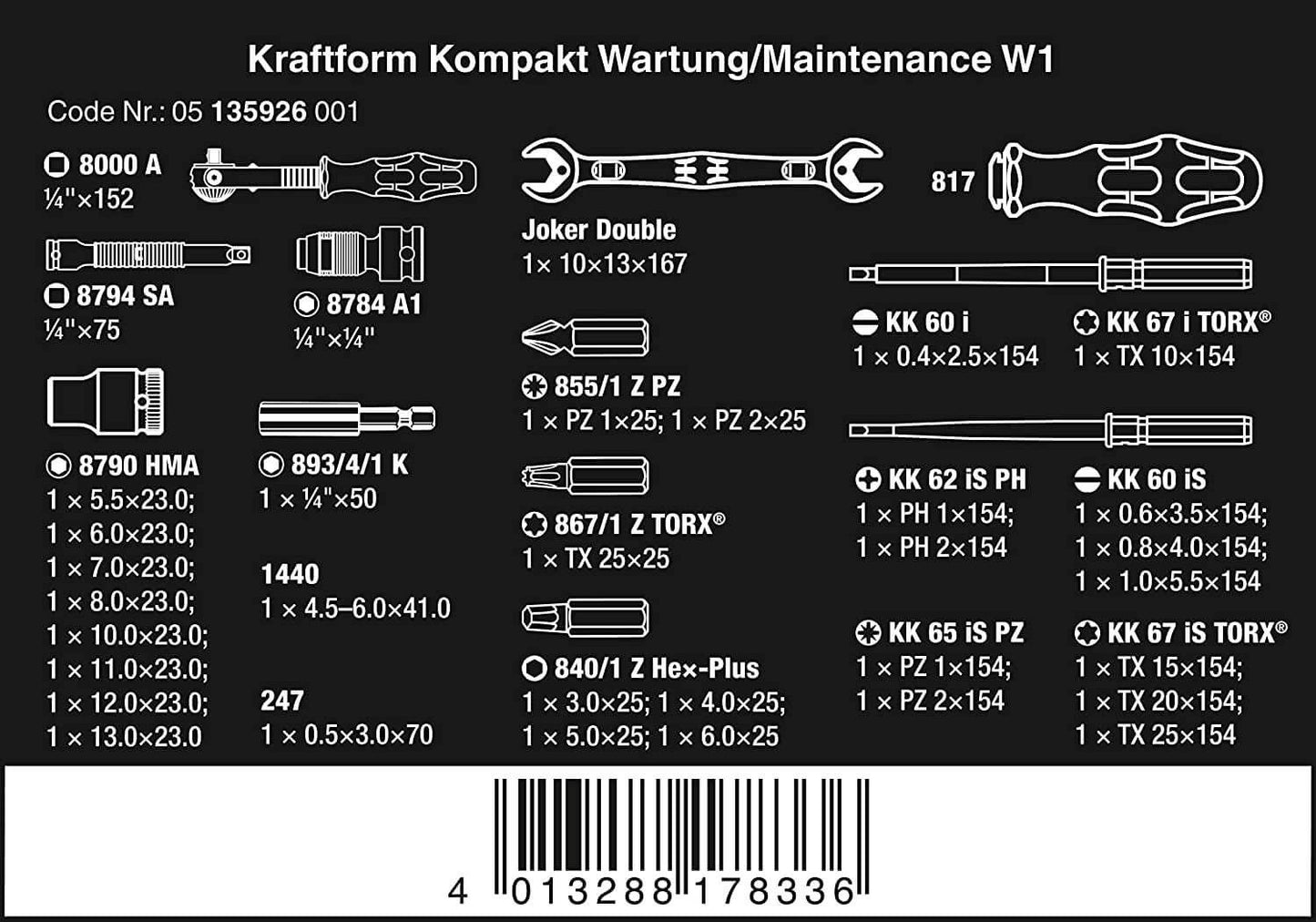 Juego de herraminetas de mantenimiento 35 piezas Wera Kraftform Kompakt W 1 ref.135926  - 3