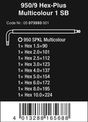 Juego de llaves acodadas métricas BlackLaser 9 piezas 950/9 Hex-Plus Multicolour 1 Wera 073593 WERA - 4