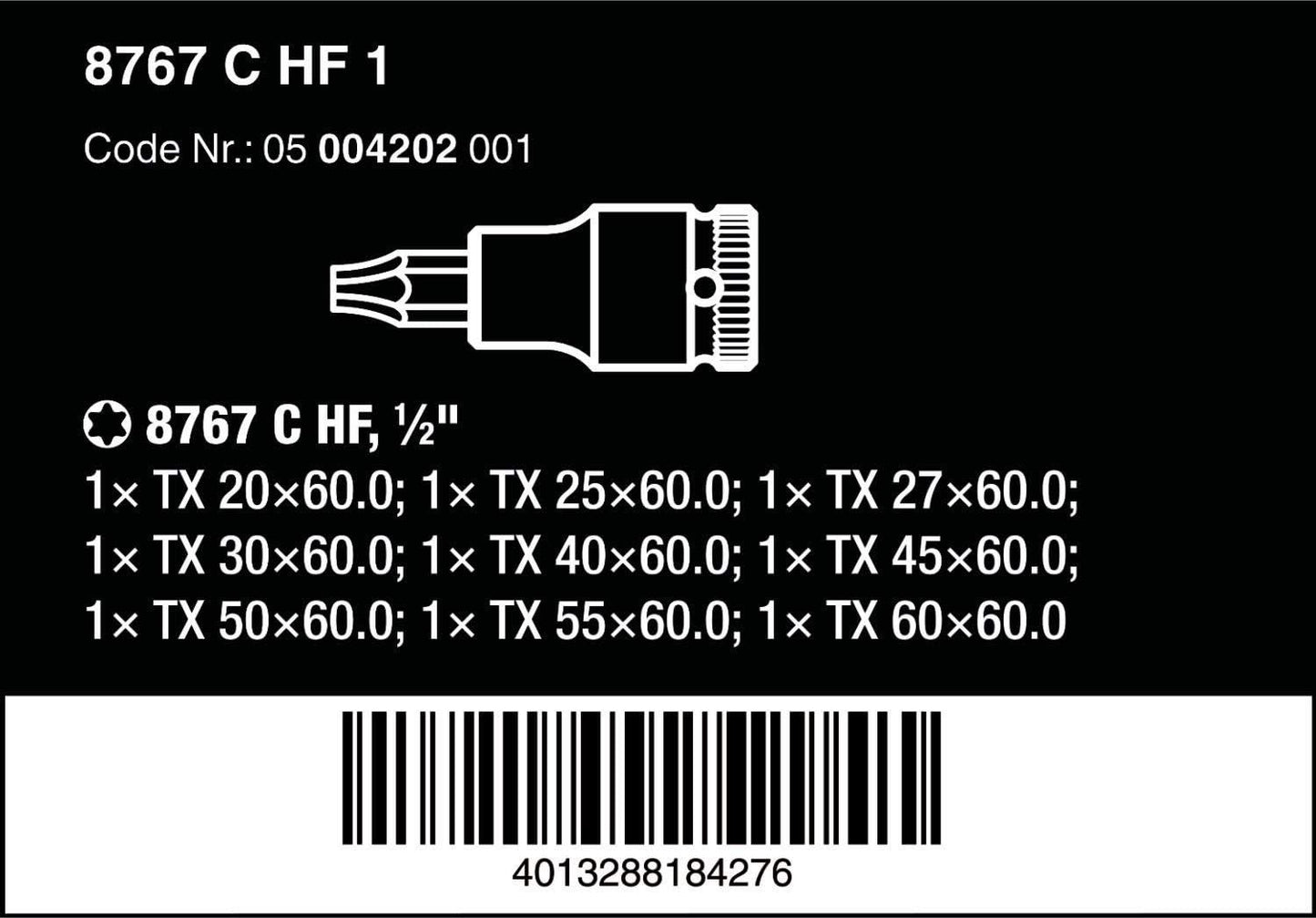 Jeu de 9 clés à douilles Wera 8767 C TORX HF 1, 1/2” 8
