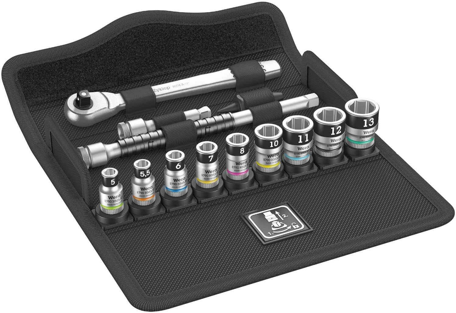 Juego de Vasos con Carraca Zyklop Metal 13 piezas Wera 8100 SA 12 HF ref.003756 - 2