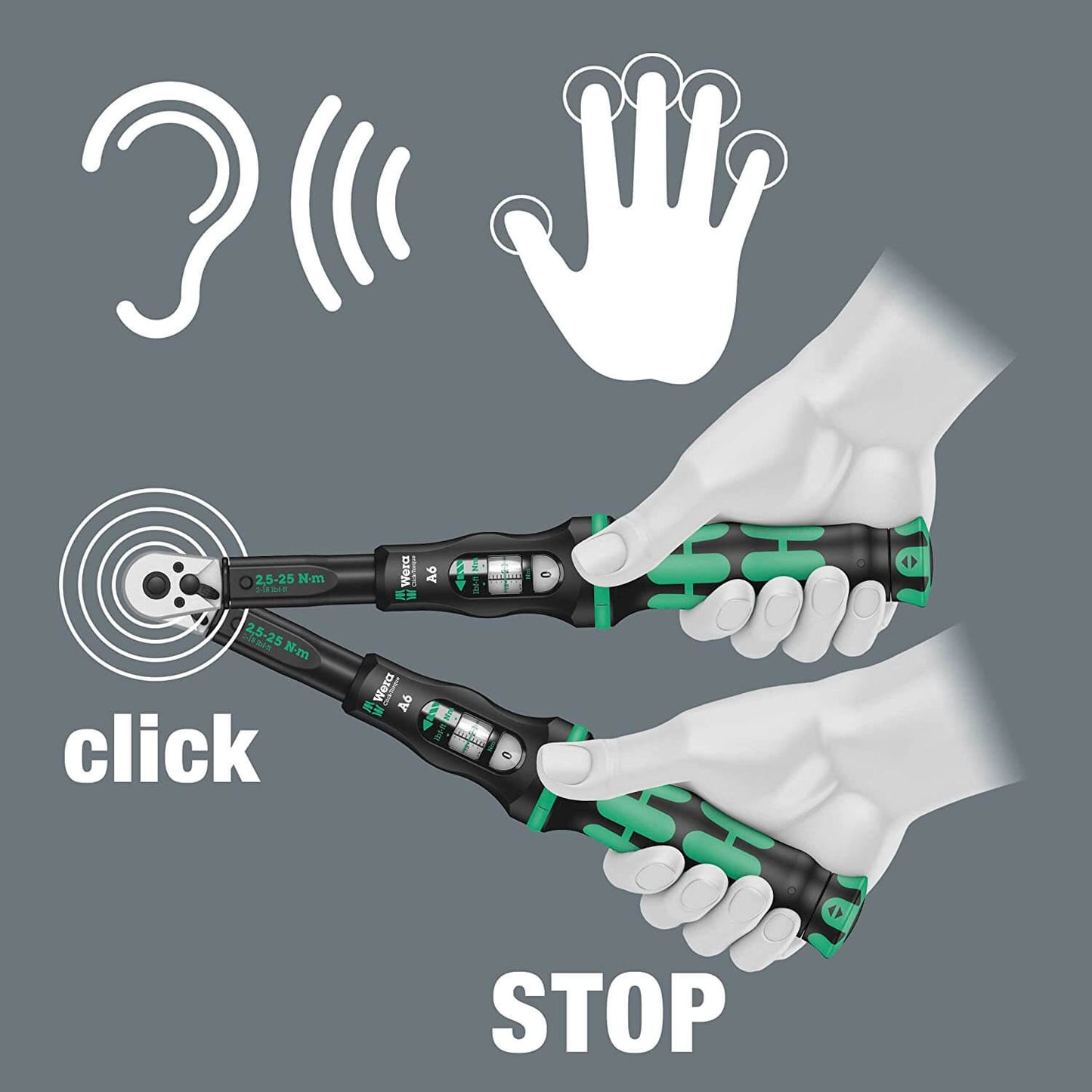 Llave dinamométrica con carraca reversible 2,5-25Nm Wera Click-Torque A 6 ref.075605 - 7