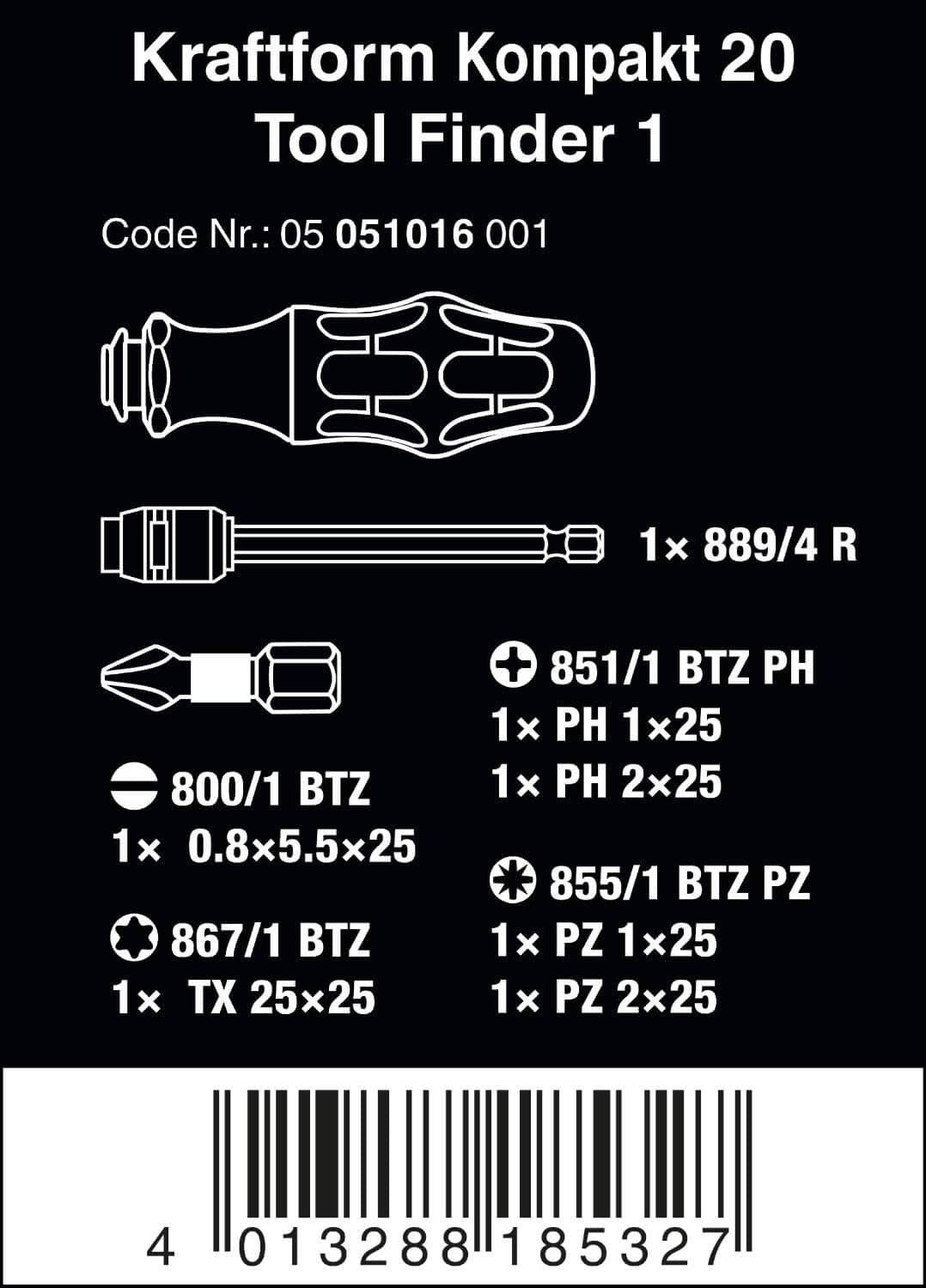 Set destornillador con puntas 7 piezas Kraftform Kompakt 20 Tool Finder 1 Wera 051016 WERA - 12